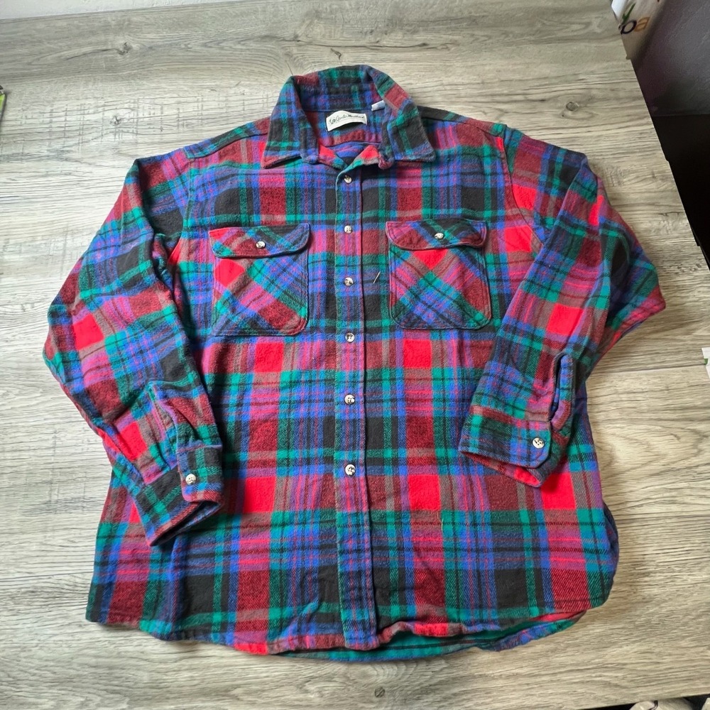 Gander Mountain Flannel Shirt Mens 2XL Multi Plaid Cotton Button Down W60